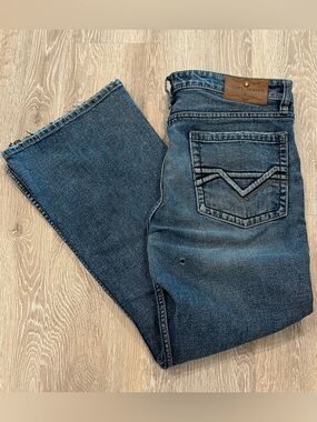 Cody James Bootcut Jeans Mens 34x30 Blue Denim Distressed Raw Hem Western Cowboy